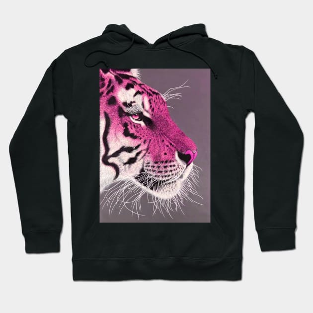 Fuchsia pink and white ombre tiger Hoodie by LukjanovArt